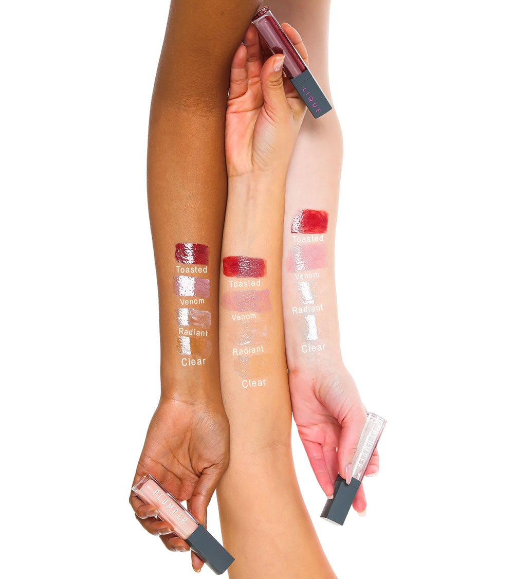 lique lip plumper arm color swatches